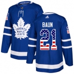 Adidas Maple Leafs #21 Bobby Baun Blue Home Authentic USA Flag Stitched NHL Jersey