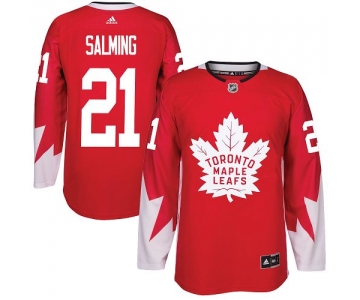 Adidas Maple Leafs #21 Borje Salming Red Team Canada Authentic Stitched NHL Jersey