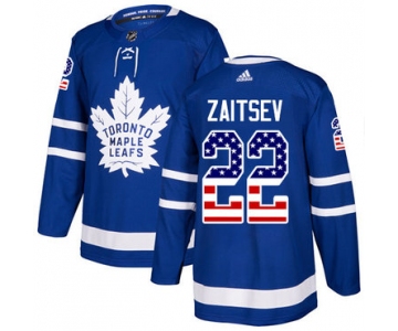 Adidas Maple Leafs #22 Nikita Zaitsev Blue Home Authentic USA Flag Stitched NHL Jersey