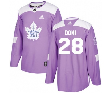 Adidas Maple Leafs #28 Tie Domi Purple Authentic Fights Cancer Stitched NHL Jersey