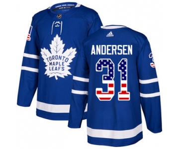Adidas Maple Leafs #31 Frederik Andersen Blue Home Authentic USA Flag Stitched NHL Jersey