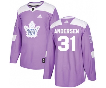 Adidas Maple Leafs #31 Frederik Andersen Purple Authentic Fights Cancer Stitched NHL Jersey