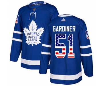 Adidas Maple Leafs #51 Jake Gardiner Blue Home Authentic USA Flag Stitched NHL Jersey