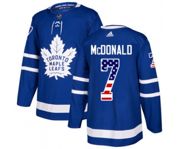 Adidas Maple Leafs #7 Lanny McDonald Blue Home Authentic USA Flag Stitched NHL Jersey