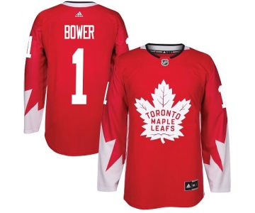 Adidas Toronto Maple Leafs #1 Johnny Bower Red Team Canada Authentic Stitched NHL Jersey