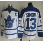 Men's Toronto Maple Leafs #13 Mats Sundin 1998-99 White CCM Vintage Throwback Jersey