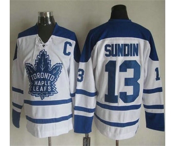 Men's Toronto Maple Leafs #13 Mats Sundin 1998-99 White CCM Vintage Throwback Jersey