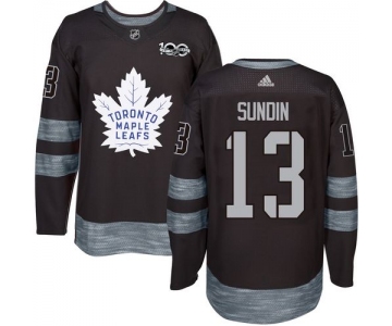 Men's Toronto Maple Leafs #13 Mats Sundin Black 100th Anniversary Stitched NHL 2017 adidas Hockey Jersey