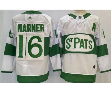 Men's Toronto Maple Leafs #16 Mitch Marner White 2019 St Pats Authentic Jersey