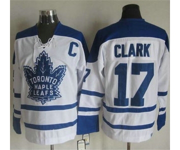 Men's Toronto Maple Leafs #17 Wendel Clark 1998-99 White CCM Vintage Throwback Jersey