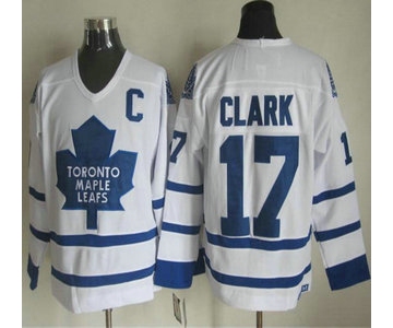 Men's Toronto Maple Leafs #17 Wendel Clark 2000-01 White CCM Vintage Throwback Jersey