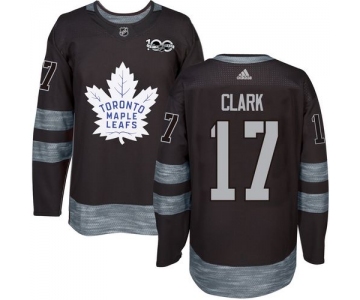 Men's Toronto Maple Leafs #17 Wendel Clark Black 100th Anniversary Stitched NHL 2017 adidas Hockey Jersey