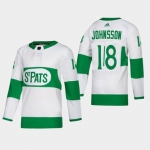 Men's Toronto Maple Leafs #18 Andreas Johnsson St. Pats Road Authentic Player White Jersey