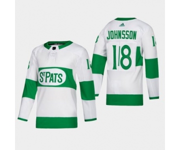 Men's Toronto Maple Leafs #18 Andreas Johnsson St. Pats Road Authentic Player White Jersey