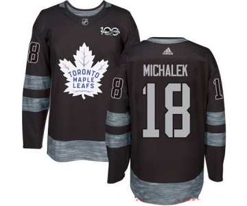 Men's Toronto Maple Leafs #18 Milan Michalek Black 100th Anniversary Stitched NHL 2017 adidas Hockey Jersey