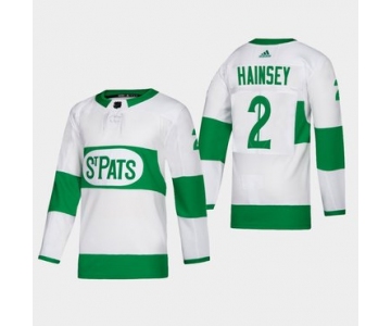 Men's Toronto Maple Leafs #2 Ron Hainsey Toronto St. Pats Road Authentic Player White Jersey