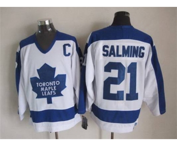 Men's Toronto Maple Leafs #21 Borje Salming 1982-83 White CCM Vintage Throwback Jersey