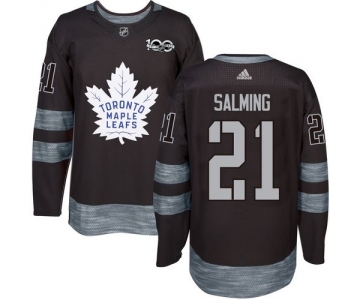 Men's Toronto Maple Leafs #21 Borje Salming Black 100th Anniversary Stitched NHL 2017 adidas Hockey Jersey