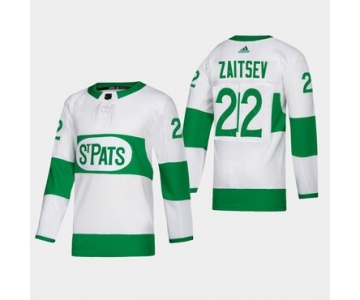 Men's Toronto Maple Leafs #22 Nikita Zaitsev St. Pats Road Authentic Player White Jersey