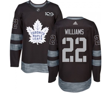 Men's Toronto Maple Leafs #22 Tiger Williams Black 100th Anniversary Stitched NHL 2017 adidas Hockey Jersey