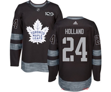 Men's Toronto Maple Leafs #24 Peter Holland Black 100th Anniversary Stitched NHL 2017 adidas Hockey Jersey