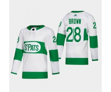 Men's Toronto Maple Leafs #28 Connor Brown Toronto St. Pats Road Authentic Player White Jersey