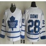 Men's Toronto Maple Leafs #28 Tie Domi 2000-01 White CCM Vintage Throwback Jersey