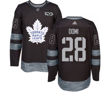 Men's Toronto Maple Leafs #28 Tie Domi Black 100th Anniversary Stitched NHL 2017 adidas Hockey Jersey