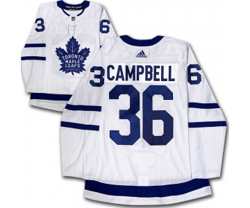 Men's Toronto Maple Leafs #36 Jack Campbell White Road Stitched Adidas NHL Jersey
