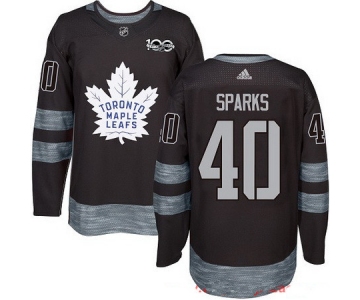Men's Toronto Maple Leafs #40 Garret Sparks Black 100th Anniversary Stitched NHL 2017 adidas Hockey Jersey