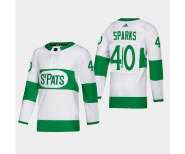 Men's Toronto Maple Leafs #40 Garret Sparks Toronto St. Pats Road Authentic Player White Jersey