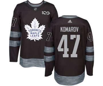 Men's Toronto Maple Leafs #47 Leo Komarov Black 100th Anniversary Stitched NHL 2017 adidas Hockey Jersey