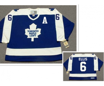 Men's Toronto Maple Leafs #6 Ron Ellis With A Patch Blue With White Throwback CCM Jersey