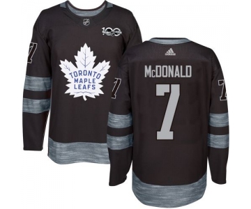 Men's Toronto Maple Leafs #7 Lanny McDonald Black 100th Anniversary Stitched NHL 2017 adidas Hockey Jersey