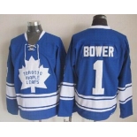Toronto Maple Leafs #1 Johnny Bower Blue Third Throwback CCM Jersey