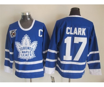 Toronto Maple Leafs #17 Wendel Clark Blue 75TH Throwback CCM Jersey
