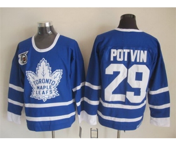 Toronto Maple Leafs #29 Felix Potvin Blue 75TH Throwback CCM Jersey