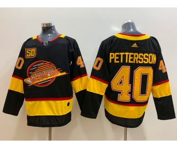 Men's Vancouver Canucks 40 Elias Pettersson Black 50th Season Adidas Jersey