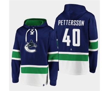 Men's Vancouver Canucks #40 Elias Pettersson Blue All Stitched Sweatshirt Hoodie