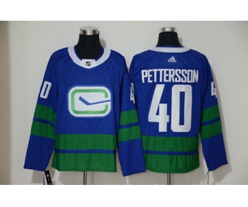 Men's Vancouver Canucks #40 Elias Pettersson Blue Alternate Authentic Stitched Hockey Jersey