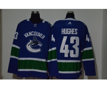 Men's Vancouver Canucks #43 Quinn Hughes Blue Adidas Stitched NHL Jersey