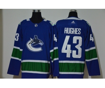 Men's Vancouver Canucks #43 Quinn Hughes NEW Blue Adidas Stitched NHL Jersey