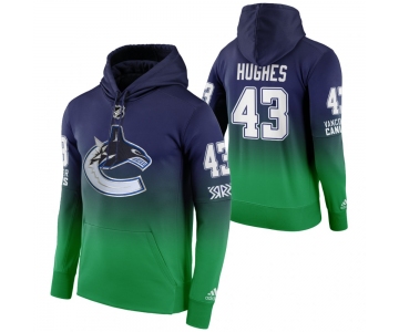 Vancouver Canucks #43 Quinn Hughes Adidas Reverse Retro Pullover Hoodie Green