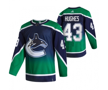 Vancouver Canucks #43 Quinn Hughes Green Men's Adidas 2020-21 Reverse Retro Alternate NHL Jersey