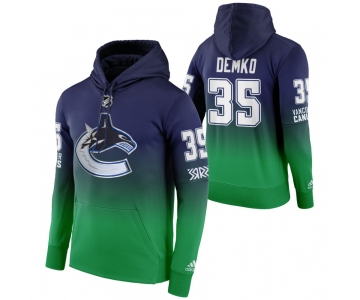 Vancouver Canucks #35 Thatcher Demko Adidas Reverse Retro Pullover Hoodie Green