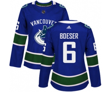 Adidas Vancouver Canucks #6 Brock Boeser Blue Home Authentic Women's Stitched NHL Jersey