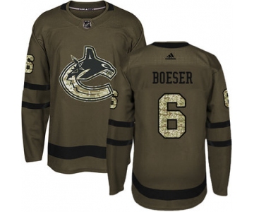 Adidas Vancouver Canucks #6 Brock Boeser Green Salute to Service Youth Stitched NHL Jersey