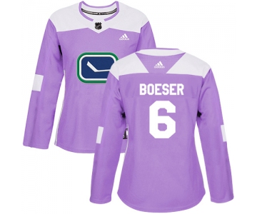 Adidas Vancouver Canucks #6 Brock Boeser Purple Authentic Fights Cancer Women's Stitched NHL Jersey