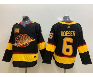 Men's Vancouver Canucks 6 Brock Boeser Black 50th Season Adidas Jersey