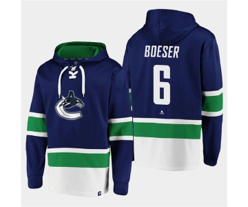 Men's Vancouver Canucks #6 Brock Boeser Blue All Stitched Sweatshirt Hoodie